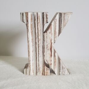 Wooden Block Letter Monogram Initial K Rustic Distressed Home Decor